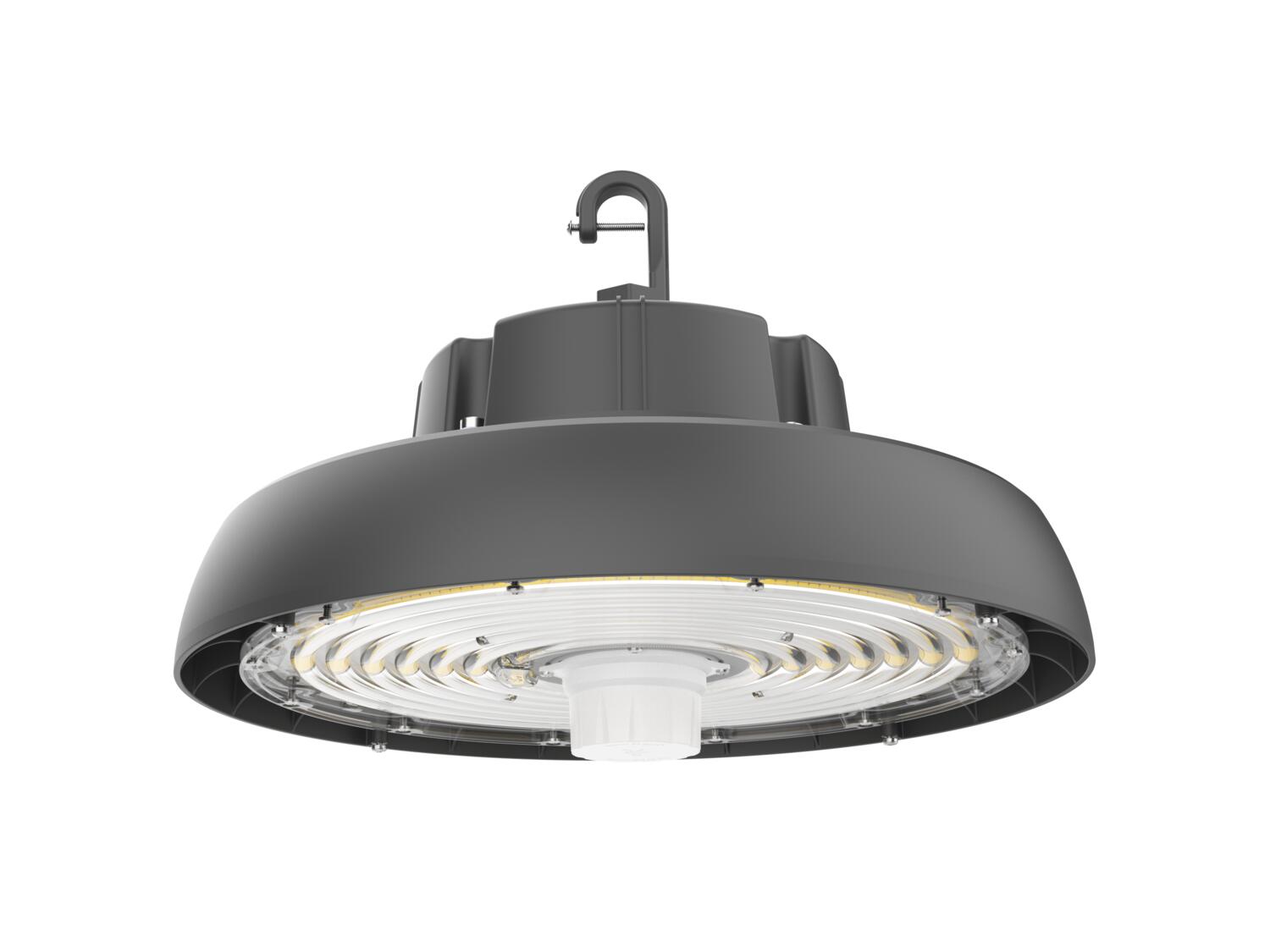 UFO Highbay V2 240-200-150 W, 120-347 V, 40 K, noir transparent, 90 degrés, variateur de mouvement 0-10 V
