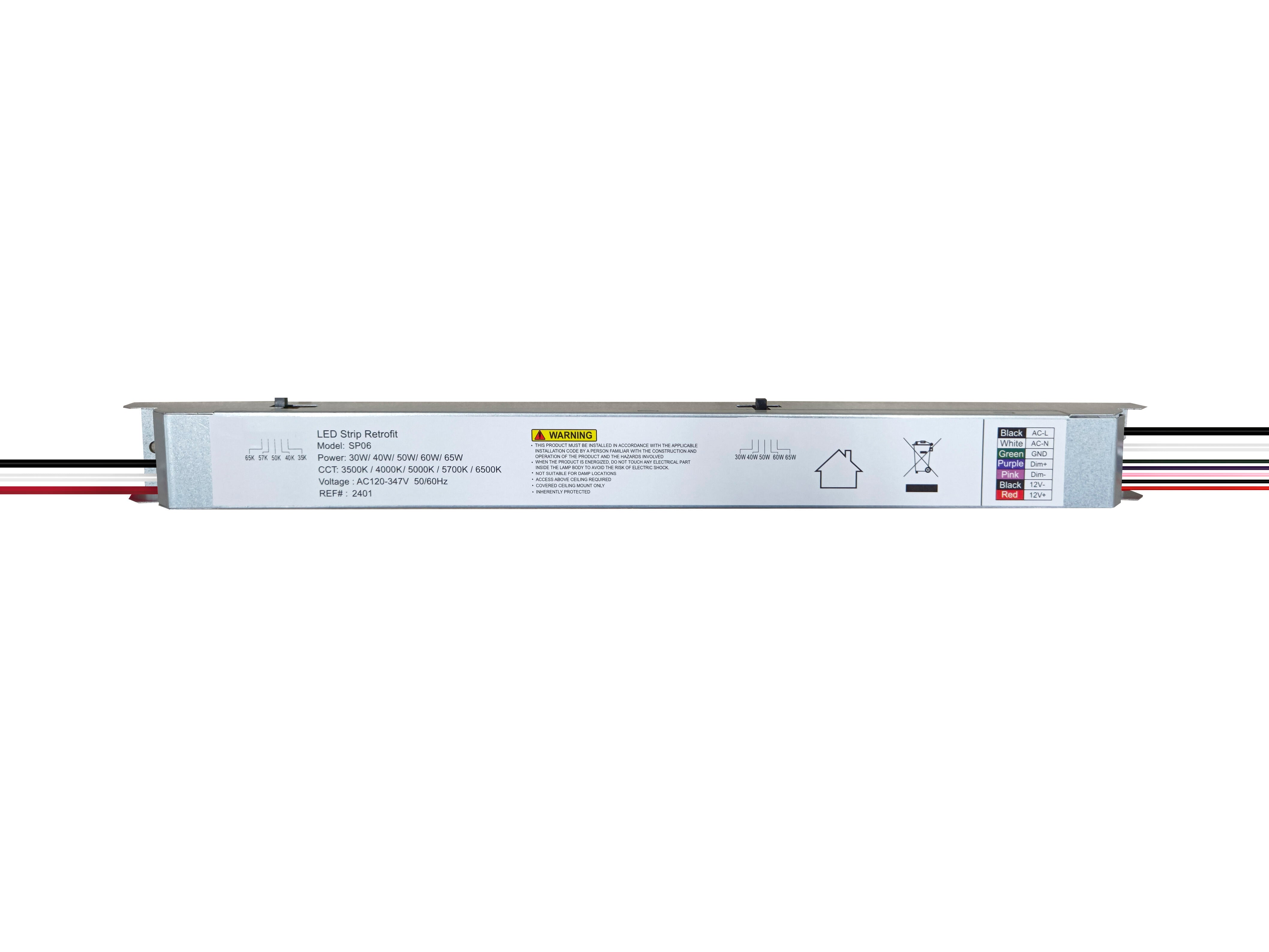 Pilote LED DSY 100-347 VCA 125-145 VCC 65 W 470 mA Gradable 0-10 VCC UL