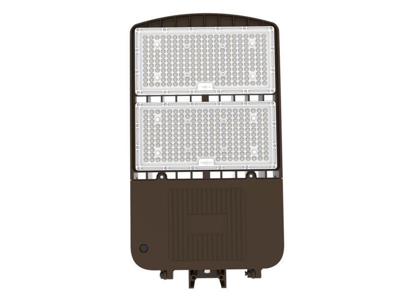 Projecteur de zone V3 300-240-200 W 277-480 V 30-40-50 K bronze transparent, base de mouvement type 3M, verrouillage par rotation. Photo :