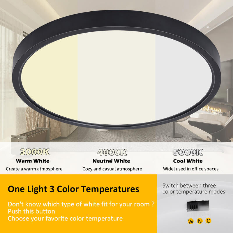 (Vente finale) [2pk] Ceiling light 9" 18W 120V 30-40-50K black frost dim TRIAC