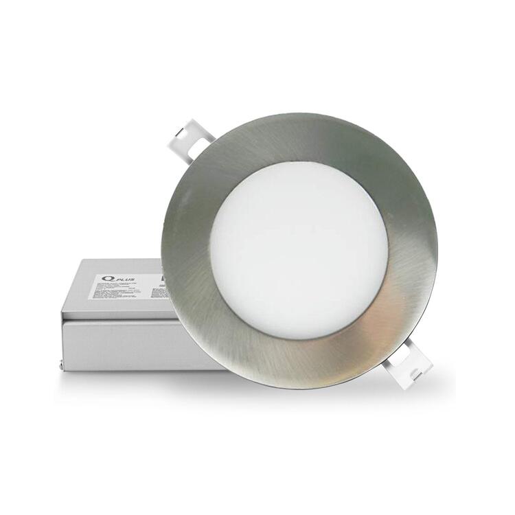 Slim Panel 4\" 9W 120V 30-40-50K nickel frost dim TRIAC