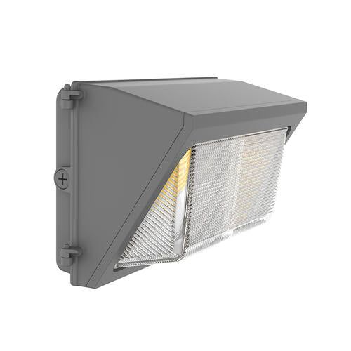 Wall pack SS 120-100-80W 120-347V 30-40-50K bronze clear 120 deg. DC12V int. photo.