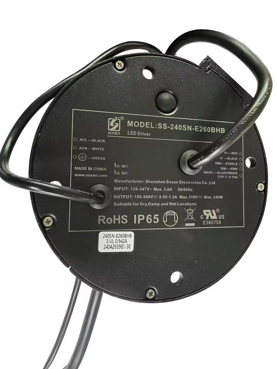 LED Driver Sosen 120-347V 180-260VDC 240W 0.55-1.2A Dimmable 0-10VDC