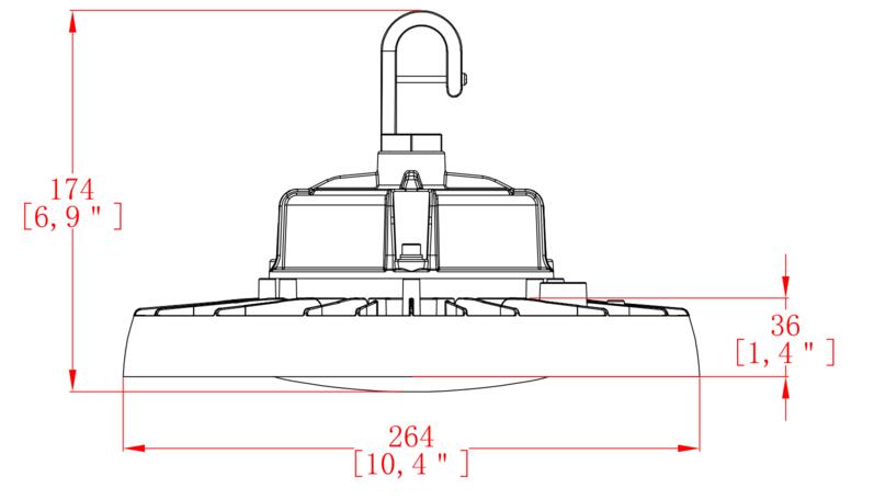 UFO highbay dome V3 100W 100-277V 50K black frost 120 deg. dim 0-10V