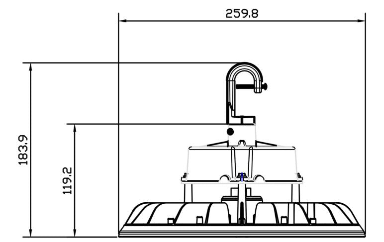 UFO highbay V3 240-200-150W 120-347V 50K black clear 90 deg. motion base dim 0-10V