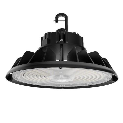 Luminaire UFO Highbay V3 240-200-150 W 120-347 V 50 K noir transparent, base pivotante à 90 degrés, intensité variable 0-10 V