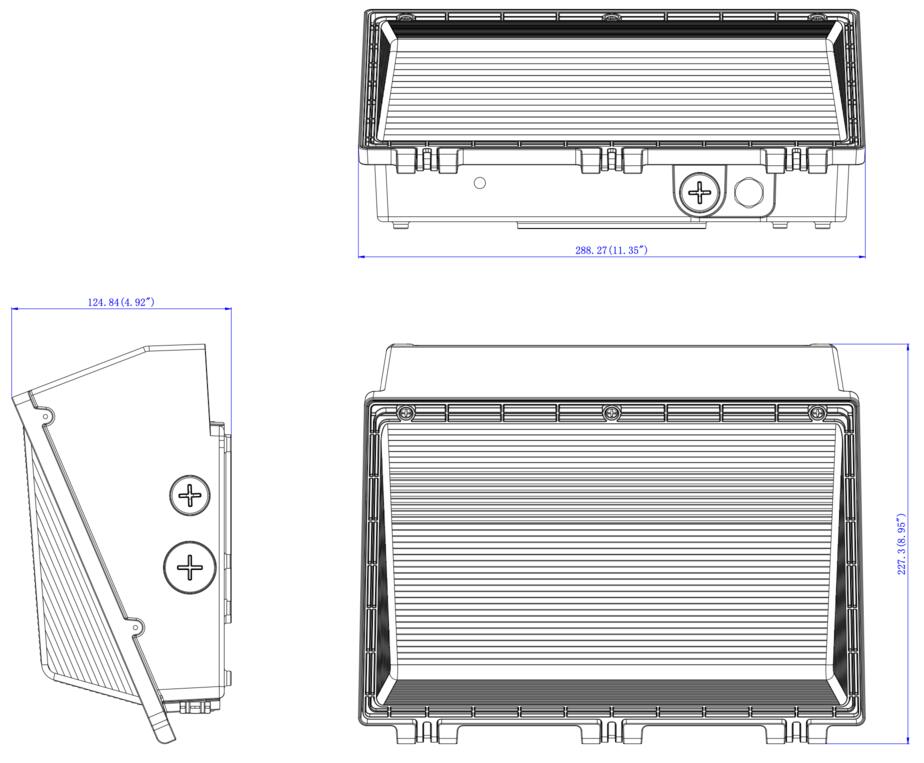 Wall pack V2 120-100-80W 120-347V 30-40-50K bronze clear 120 deg. int. photo.