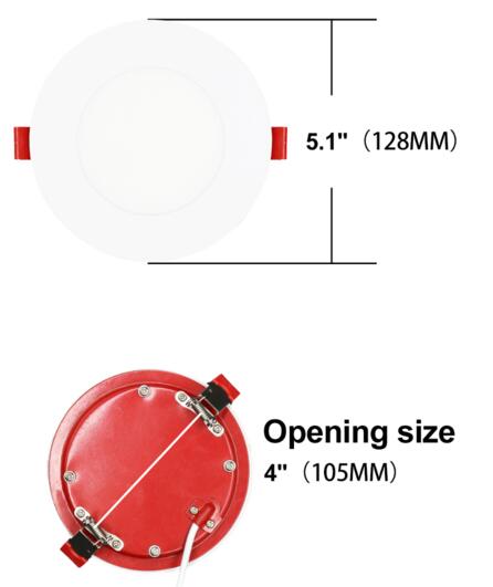 Slim Panel 4\" 9W 120V 27-30-35-40-50K white frost Fire Rated 2H dim TRIAC