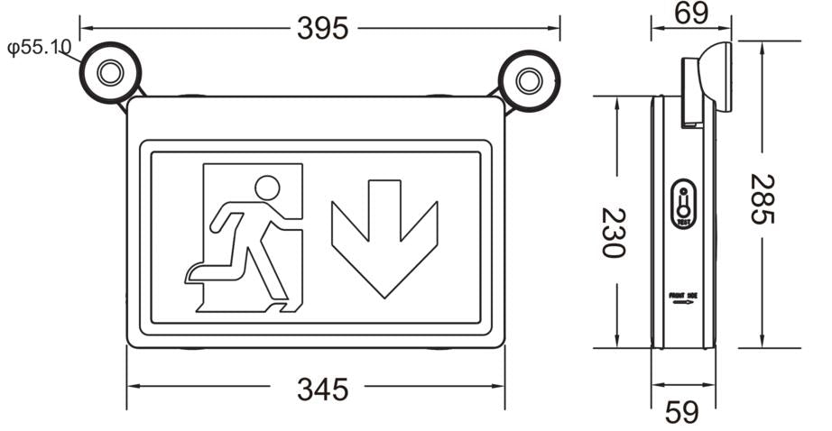 Emergency light running man ABS white 120-347V 120 mins NiCad 1.5W