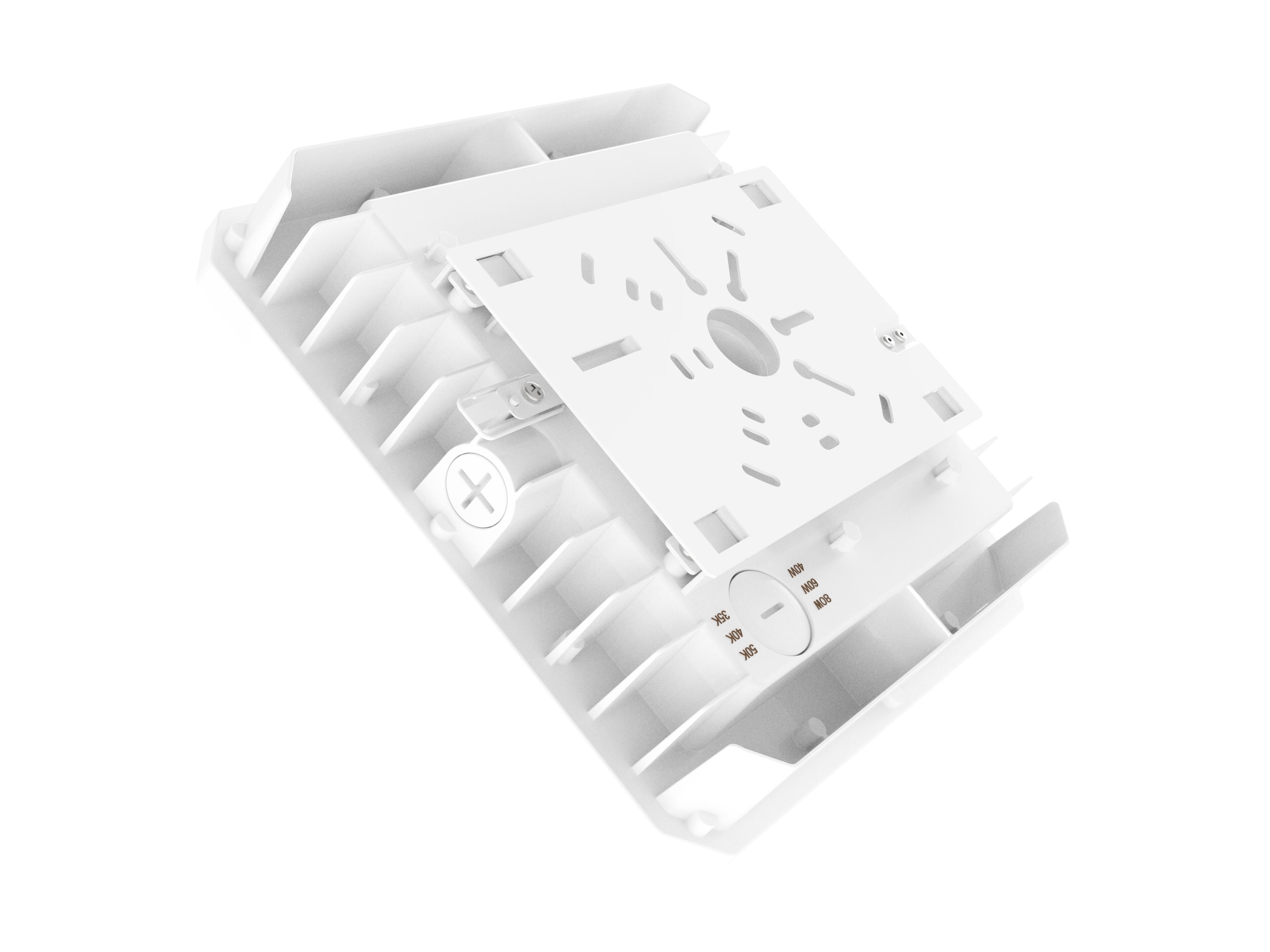 Dosseret 25,4 cm, 80-60-40-20 W, 120-347 V, 35-40-50 K, blanc givré, intensité variable, 3 broches, 0-10 V