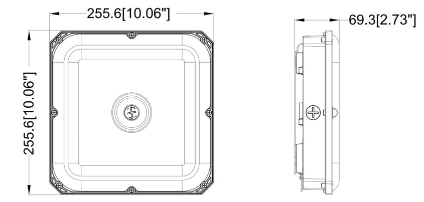 Canopy 10x10\" 80-60-40-20W 120-347V 35-40-50K white frost motion ready 3pins dim 0-10V