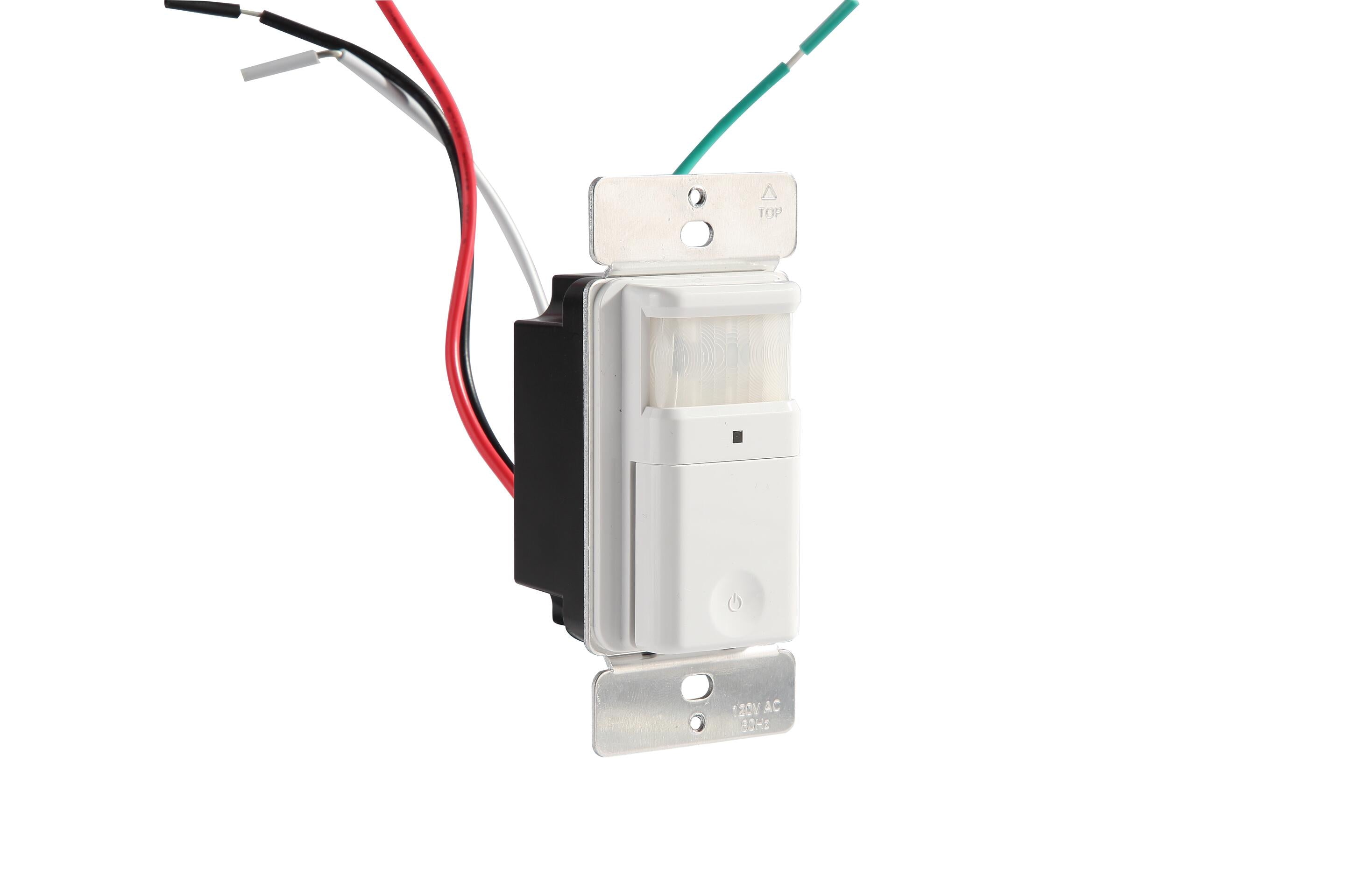 Détecteur de mouvement PIR 120 V avec neutre 15 A 500 W 180 degrés unidirectionnel 5 s à 5 min