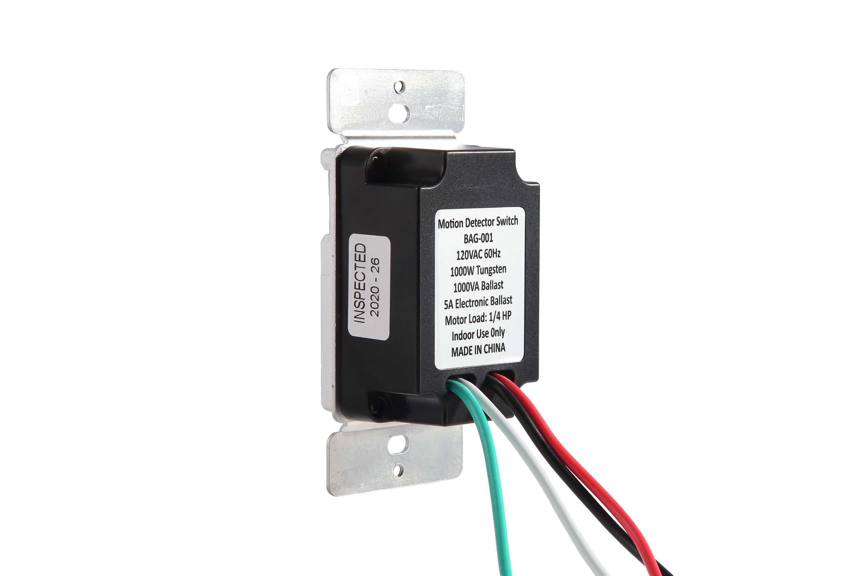 Détecteur de mouvement PIR 120 V avec neutre 15 A 500 W 180 degrés unidirectionnel 5 s à 5 min