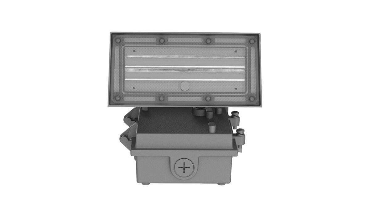 Wall pack full cutoff Type II clear bronze 120-347V 3000-4000-5000K 80-70-60W DC12V int. photo. SS