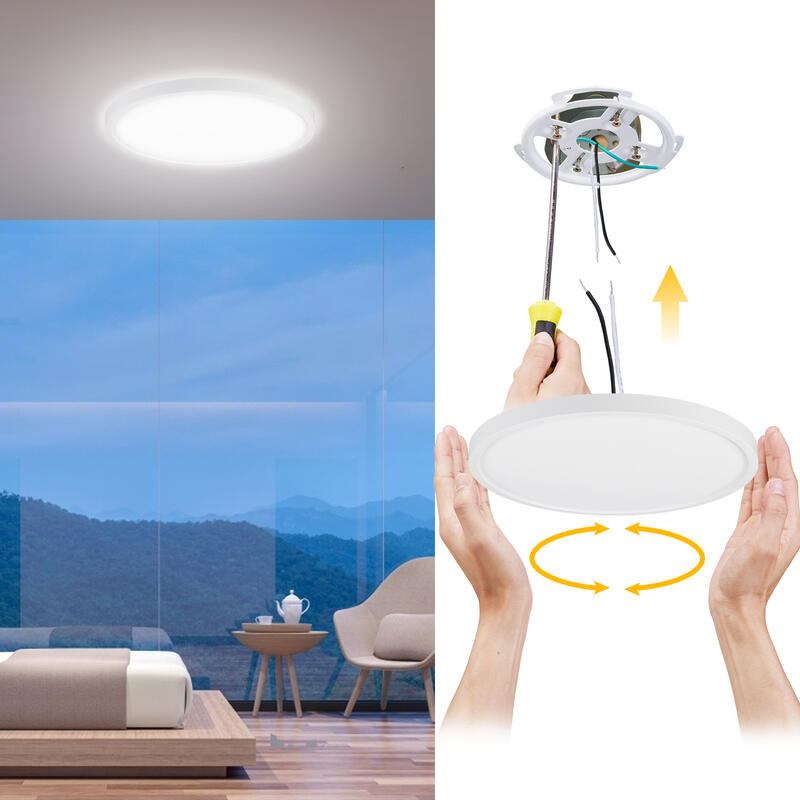 Ceiling light 12" 24W 120V 27-35-40-50-60K white frost dim TRIAC
