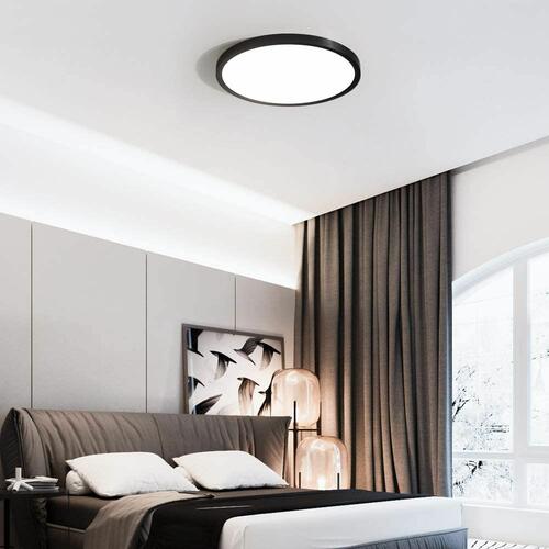 Plafonnier 30,5 cm, 24 W, 120 V, 27-35-40-50-60 K, noir givré, intensité variable, TRIAC