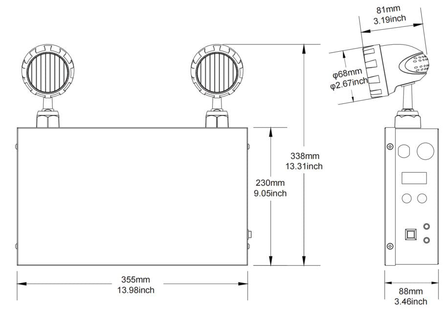 Éclairage de secours batterie avec double tête 2 x 2 W 150 W 30 min 120-347 V 1 K blanc acier plomb-acide