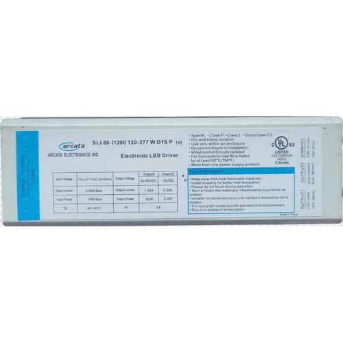 LED Driver Arcata 120-277VAC 30-50VDC 60W Max 1.20A Dimmable 0-10VDC UL Dry and Damp