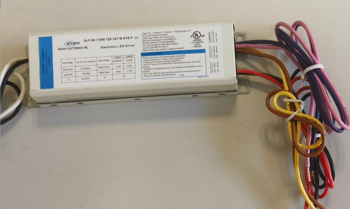 LED Driver Arcata 120-347VAC 30-50VDC 60W Max 1.20A Dimmable 0-10VDC UL Dry and Damp