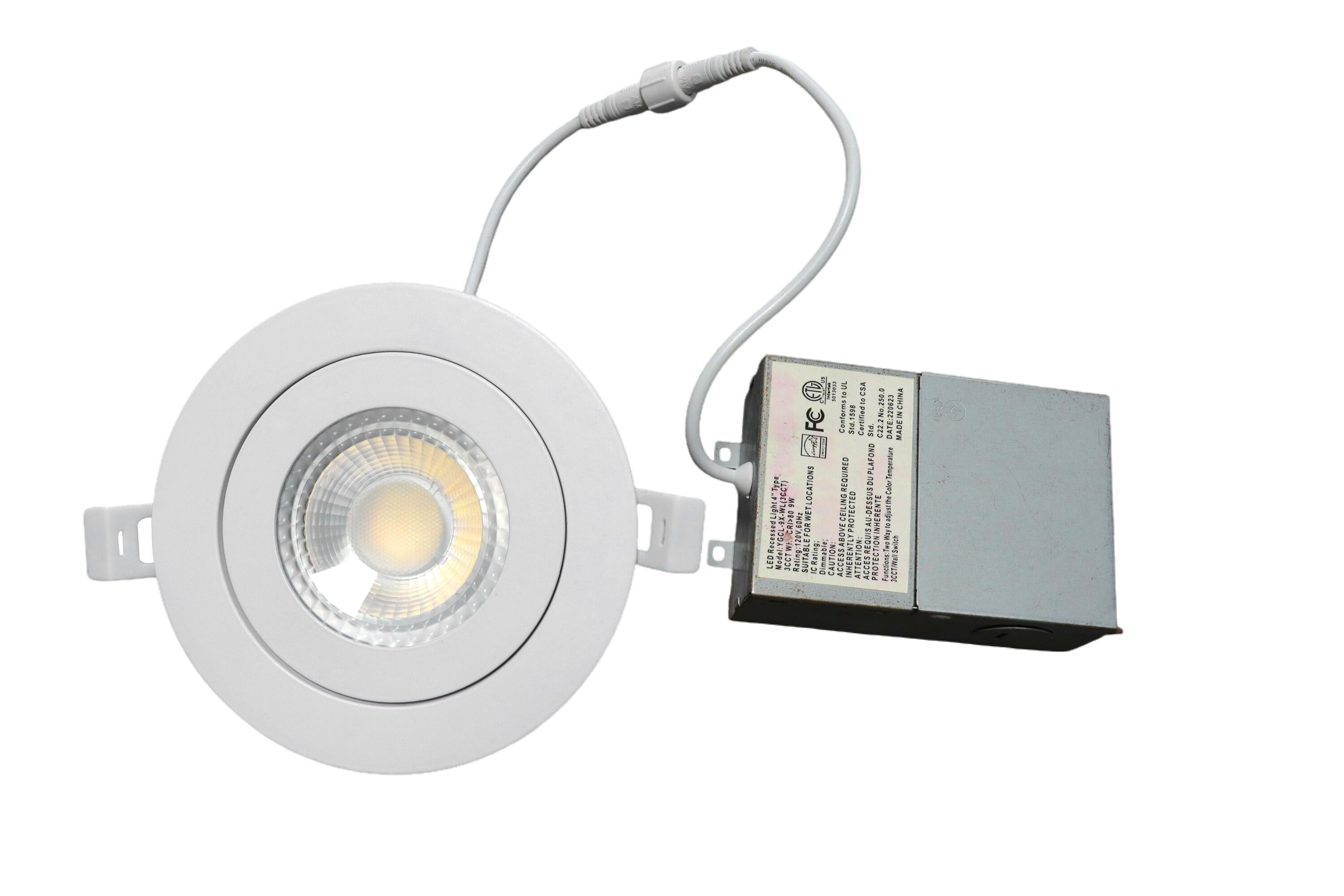 Slim Panel 4" 9W 120V 27-30-35-40-50K white clear Gimbal dim TRIAC