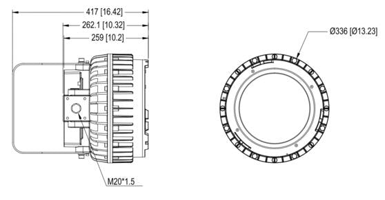 Explosion Proof UFO 200-150-120W 120-347V 40-50-60K Gray Clear C1D1 IP66