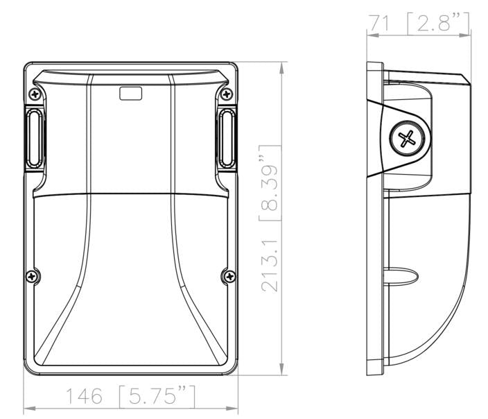 Wall pack mini 120 deg. 30-25-18W 120-347V 30-40-50K bronze clear int. photo.