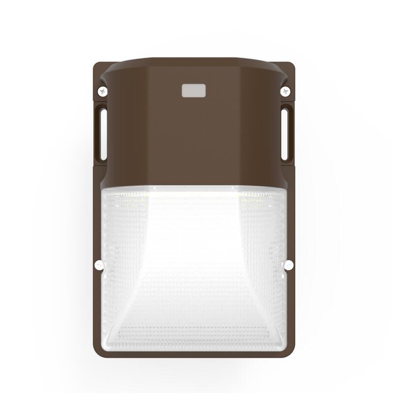 Wall pack mini 120 deg. 30-25-18W 120-347V 30-40-50K bronze clear int. photo.