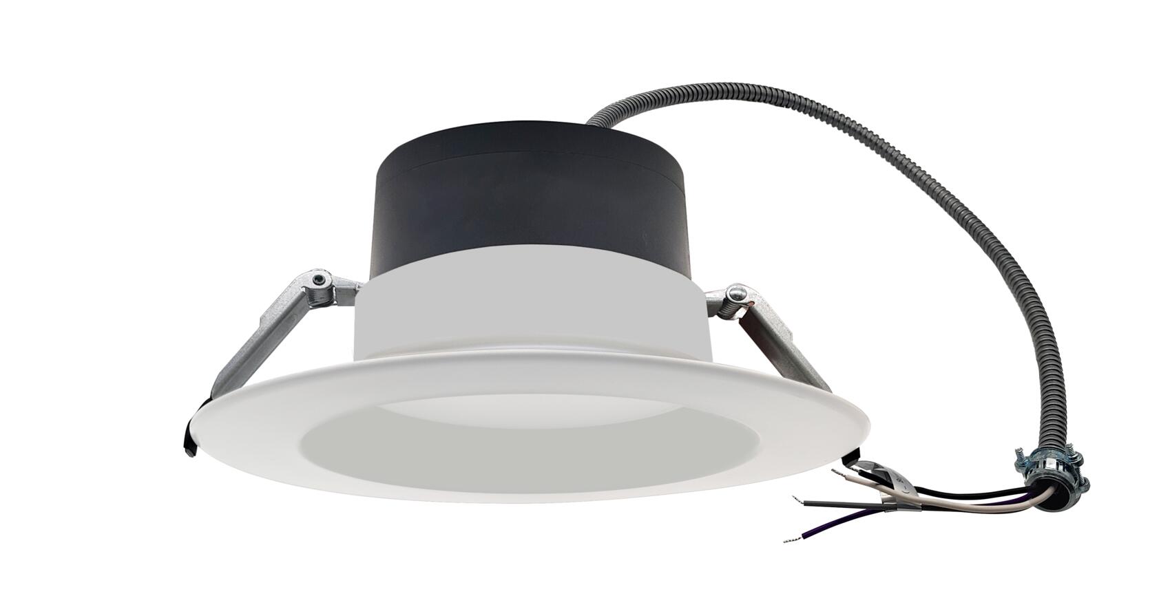Split Downlight 8" 30-25-20W 120-347V 27-30-35-40-50K white frost dimmable TRIAC & 0-10V
