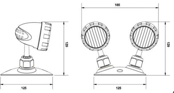 Emergency light remote heads dual 2X5W 5-24VDC