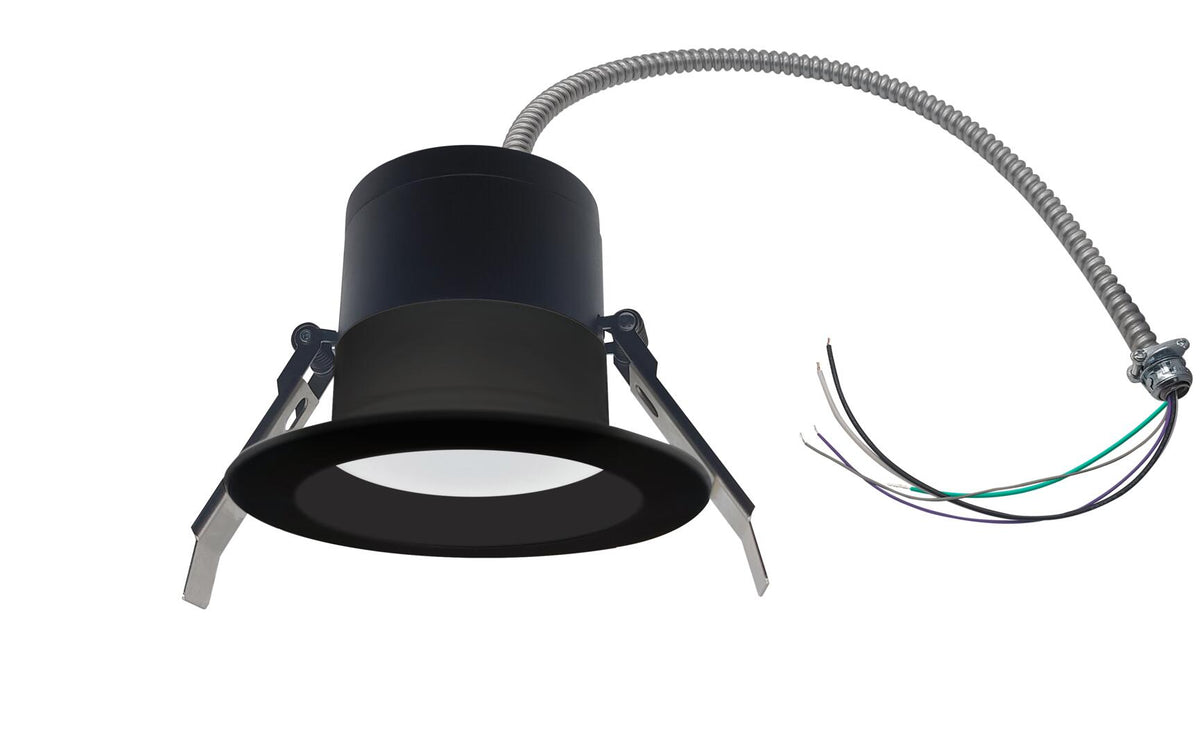 Downlight 4" 15-12-9W 120-347V 27-30-35-40-50K black frost dimmable TRIAC & 0-10V