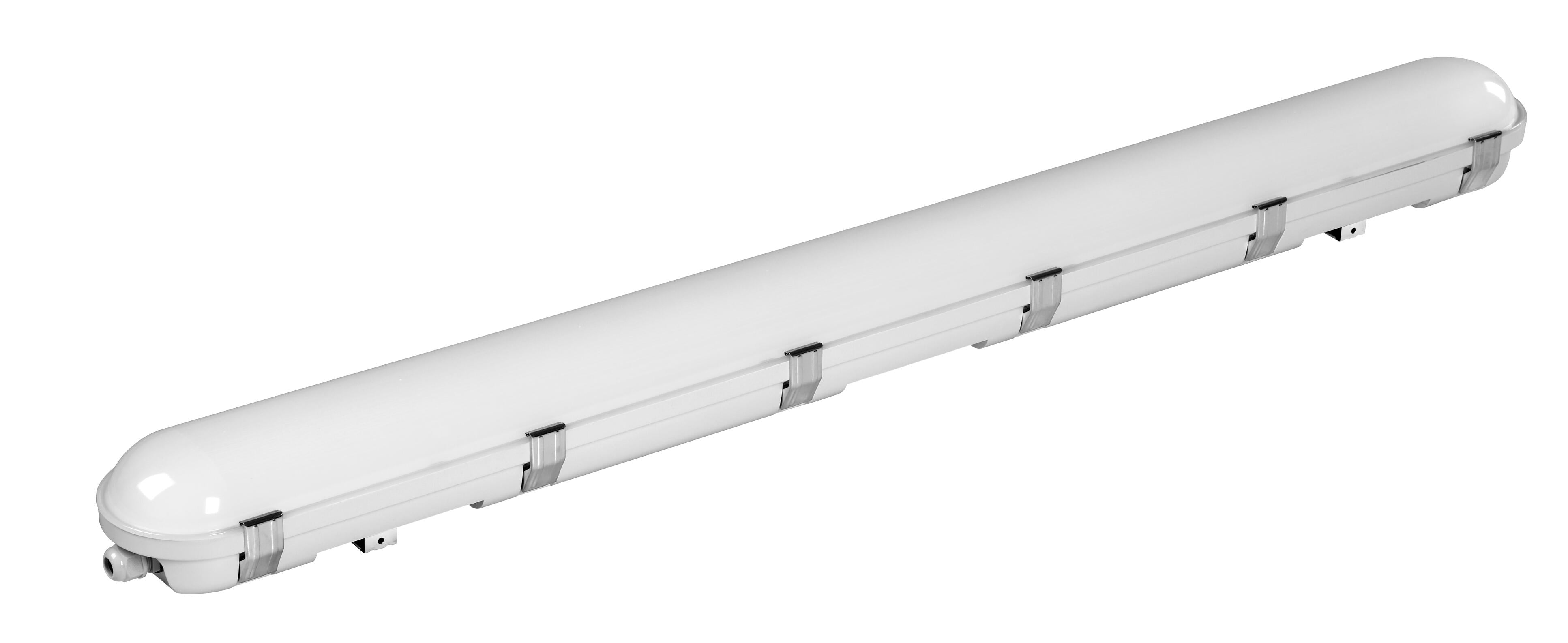 Vapor tight 4ft 60-54-48-41-34W 120-347V 50K white frost 12VDC dim 0-10V