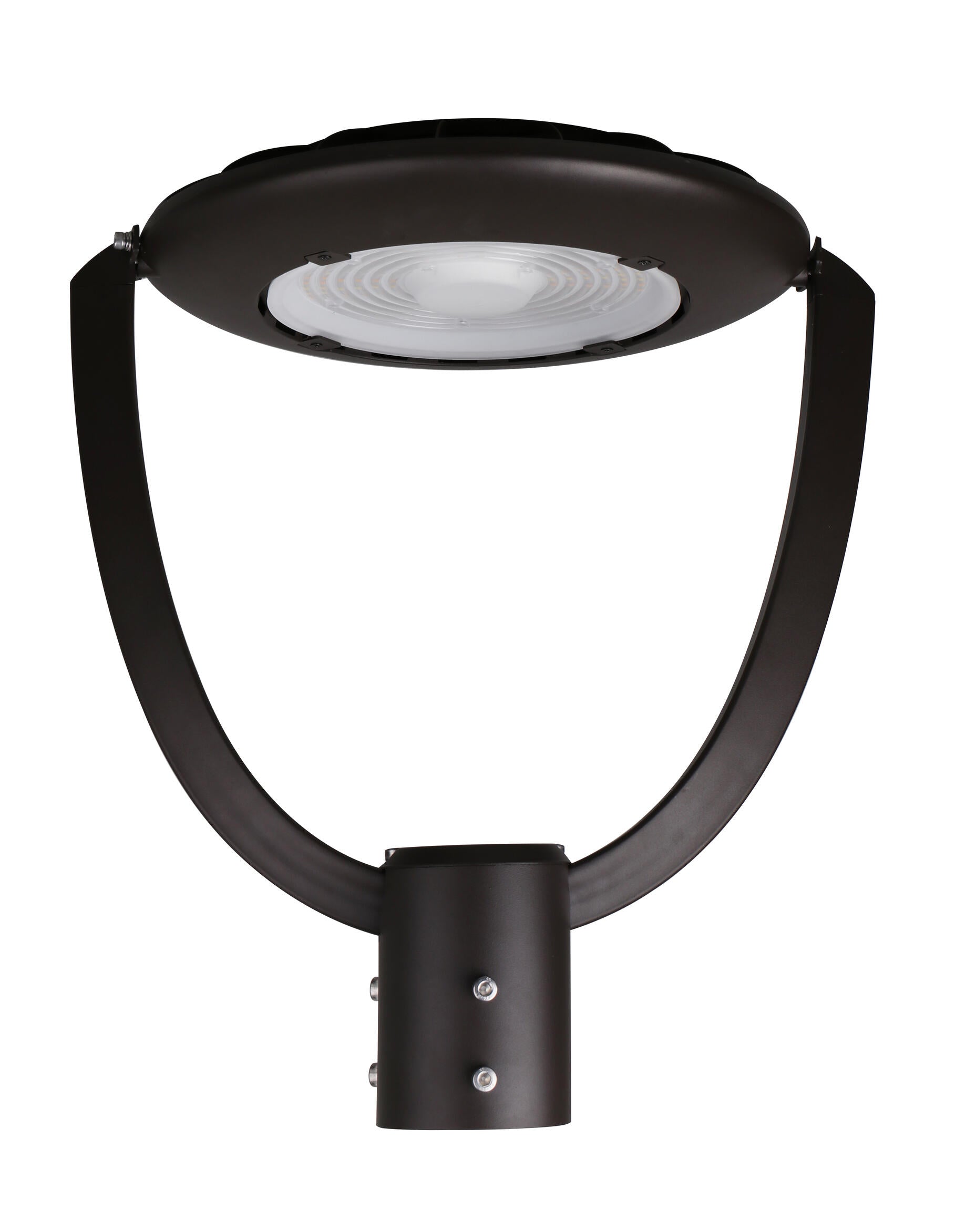 Pole top light 90 deg. 75/60/45W 120-347V 30-40-50K bronze clear dim 0-10V Photocell base