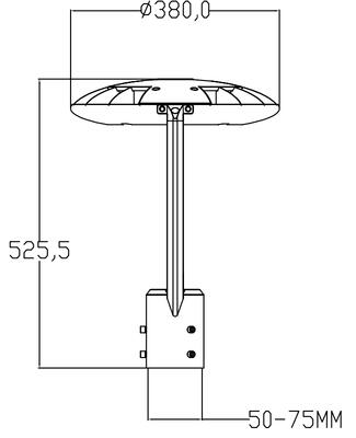 Pole top light 90 deg. 75/60/45W 120-347V 30-40-50K bronze clear dim 0-10V Photocell base