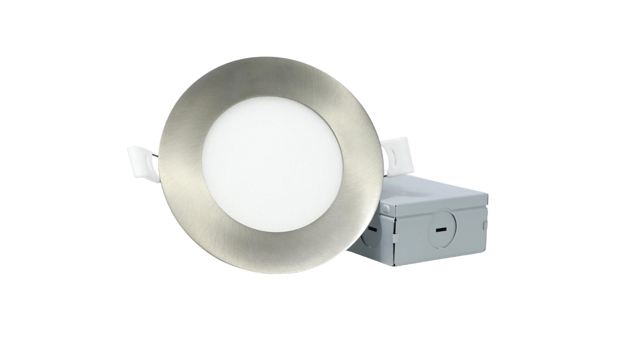 Slim Panel 4" frost nickel 100-277V 2700-3000-3500-4000-5000K 9W  dim TRIAC QK