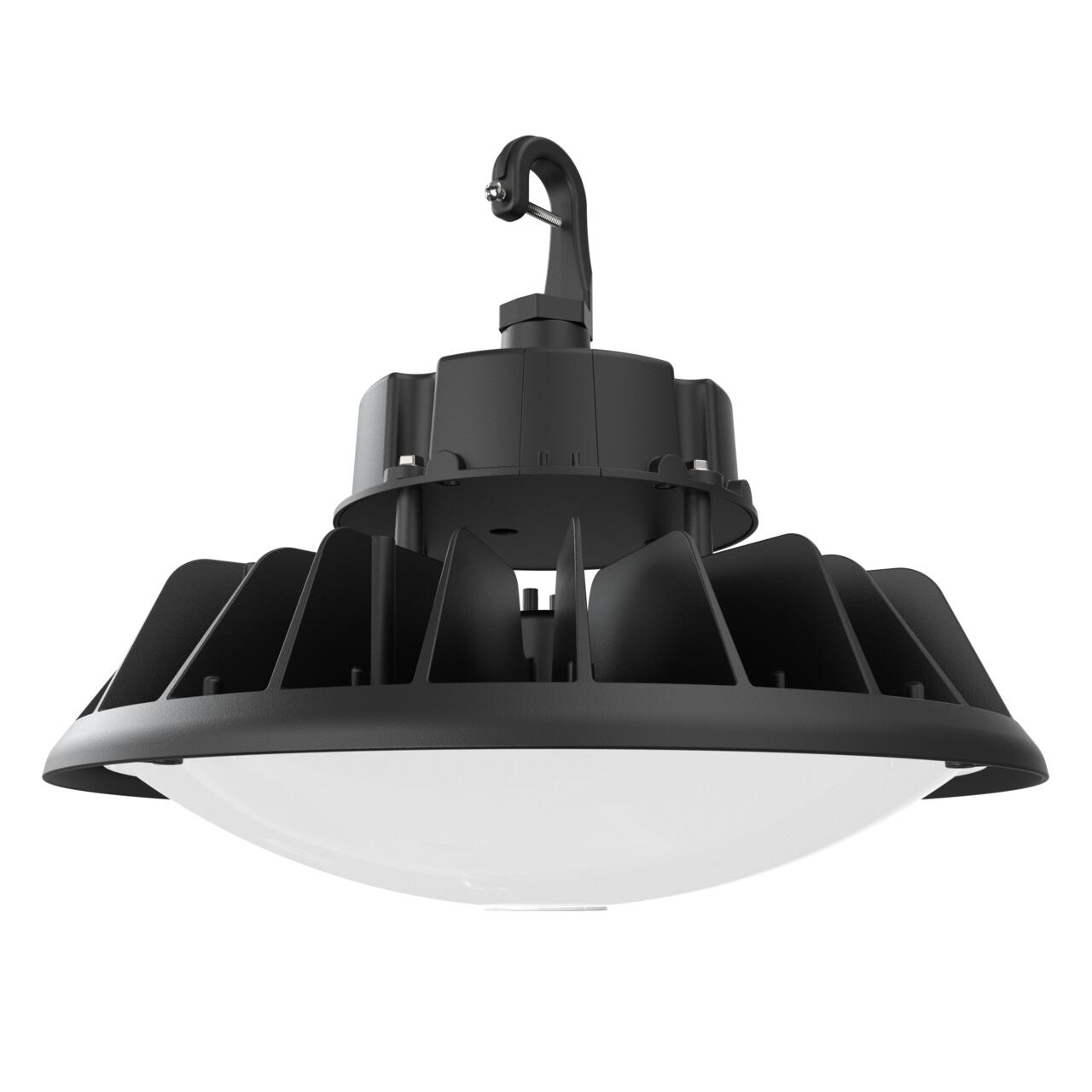 UFO highbay dome V2 240-200-150W 120-347V 50K black clear 90 deg. motion base dim 0-10V