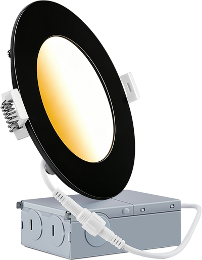 Panneau mince 4 po 9 W 120 V 30-40-50 K noir givré Variateur d'intensité TRIAC