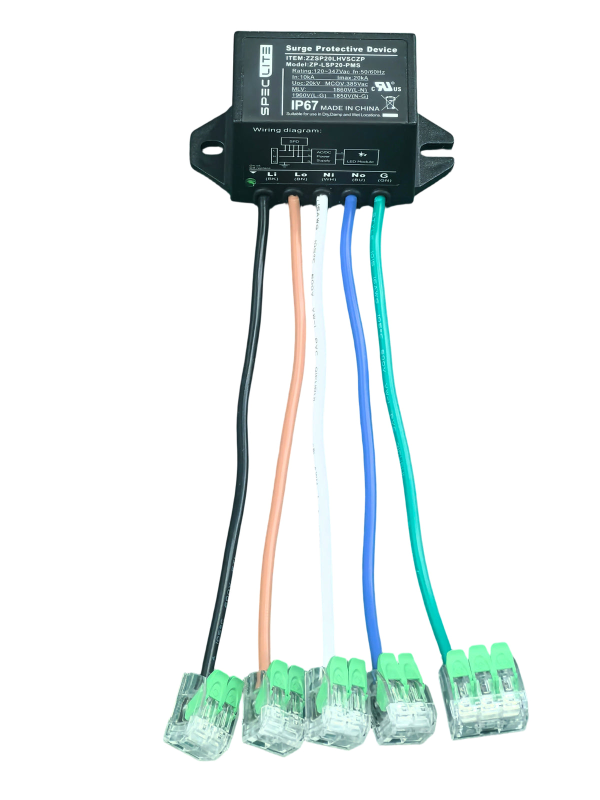 Surge Protector Device SPD 120-347V 20KV Series Connection With Quick Connector UL