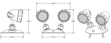 Éclairage de secours à tête déportée double 2 x 2 W 3,6-24 V CC