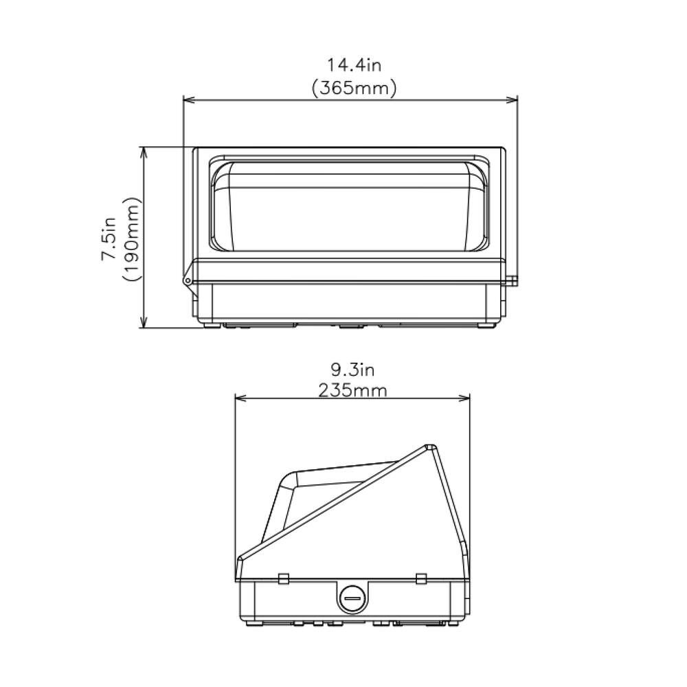 Wall pack 60W 100-277V 57K black clear lens int. photocell