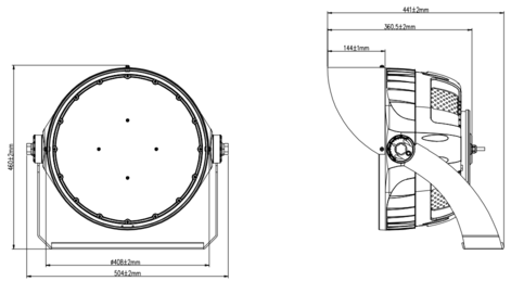 Sports light 500W 277-480V 50K black clear 40 deg.