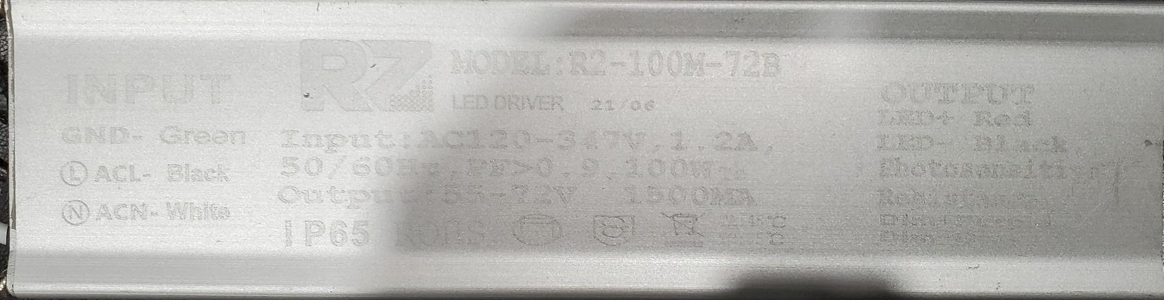 LED Driver RZ 120-347VAC 55-72VDC 100W 1.5A Dim. 1-10VDC IP65 photo.