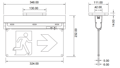 Emergency light running man ABS white 120-347V 180 mins NiCad 0.5W