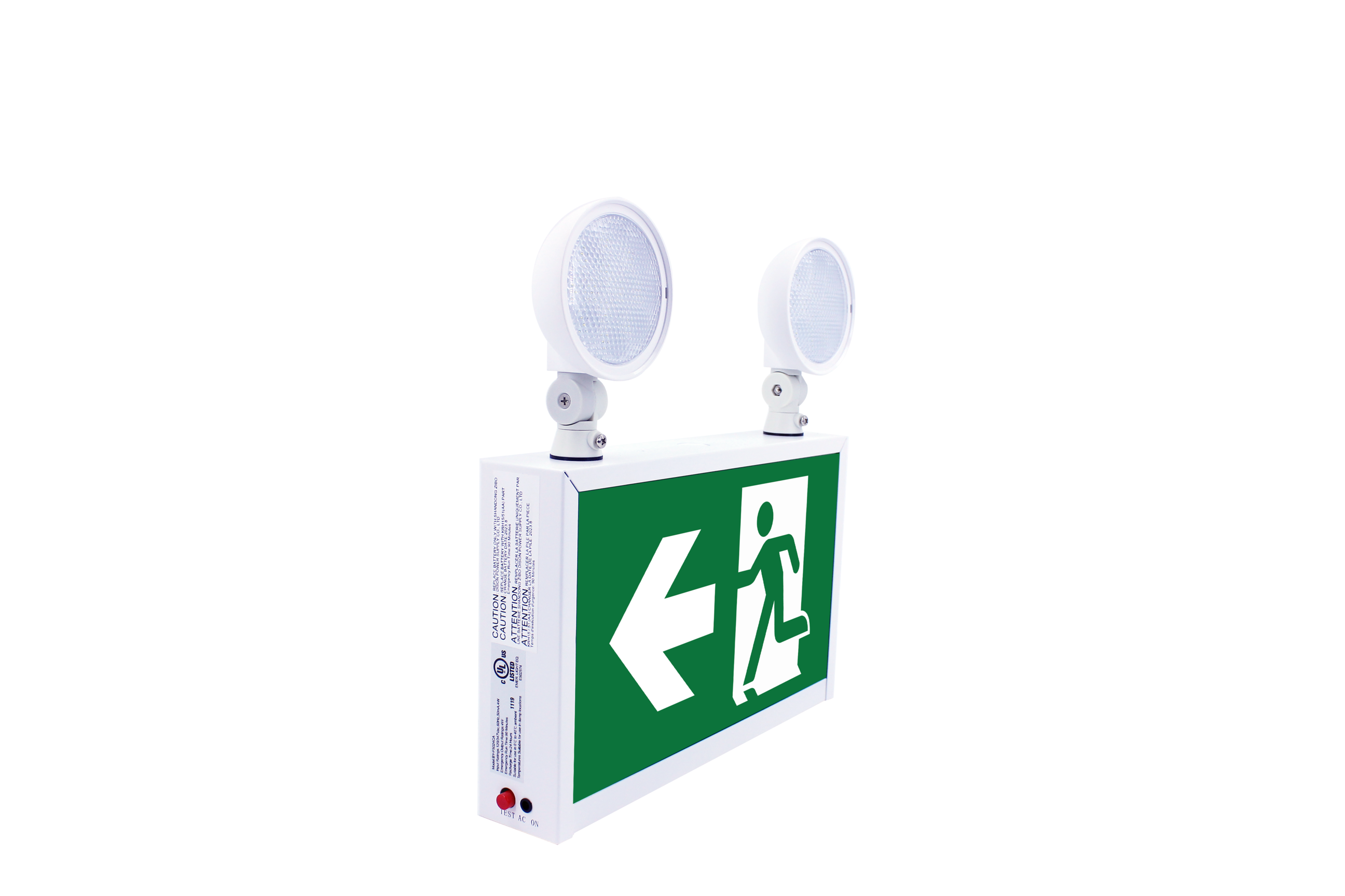 Feu de secours homme courant acier blanc 120-347 V 90 min NiCad 0,2 + 2 x 0,8 W