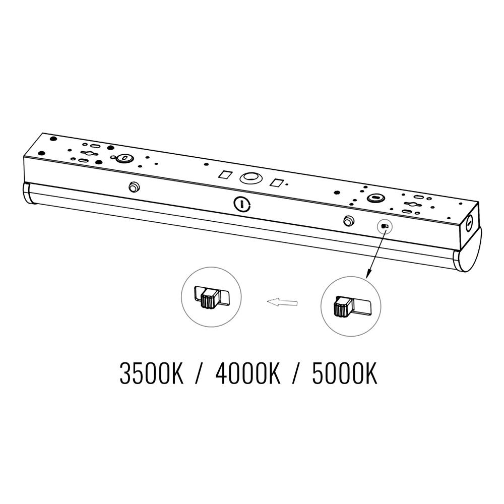 Luminaire linéaire 8 pi 80-70-60 W 120-347 V 35-40-50 K blanc givré 12 V CC, intensité variable 0-10 V