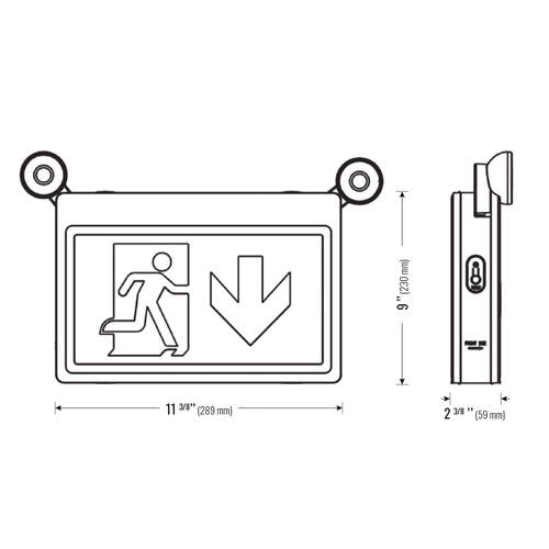 Emergency light running man ABS white 120-347V 120 mins NiCad 1.5W + 2x1.0W