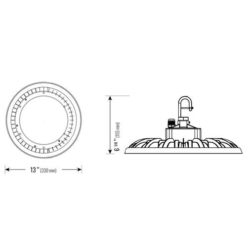 (vente finale) UFO highbay V1 150W 120-347V 50K black clear 120 deg. dim 0-10V