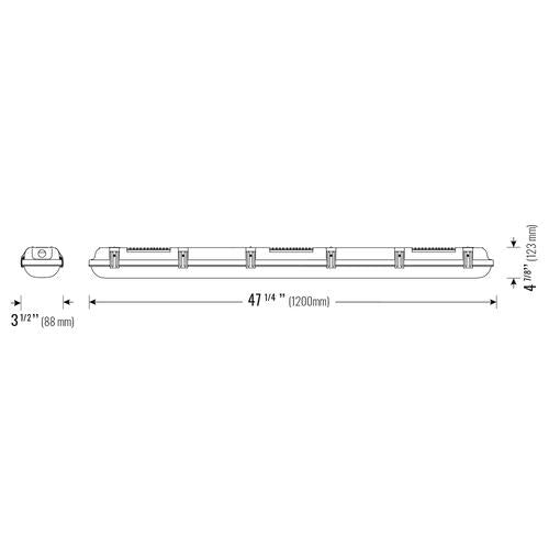 Étanche à la vapeur, 4 pi, 56 W, 100-277 V, 50 K, blanc givré, intensité variable 0-10 V
