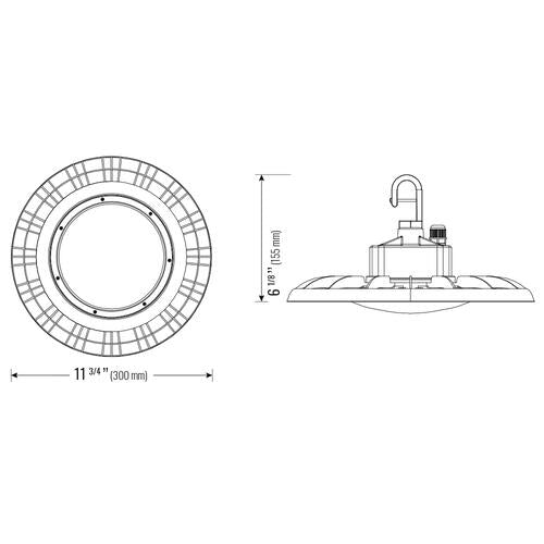 UFO highbay dome V1 100W 100-277V 50K black frost 120 deg. dim 0-10V