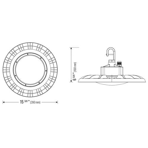 (Vente finale) UFO highbay dome V1 200W 120-347V 50K black frost 120 deg. dim 0-10V