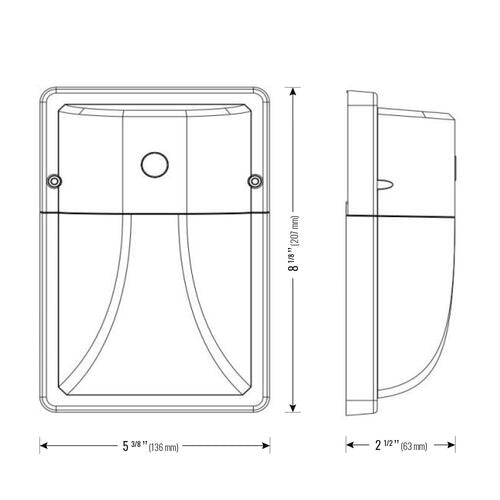 Wall pack mini 120 deg. 13W 100-277V 40K black clear int. photo.